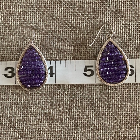 Silpada Amethyst Crystal Teardrop Earrings - Picture 6 of 7